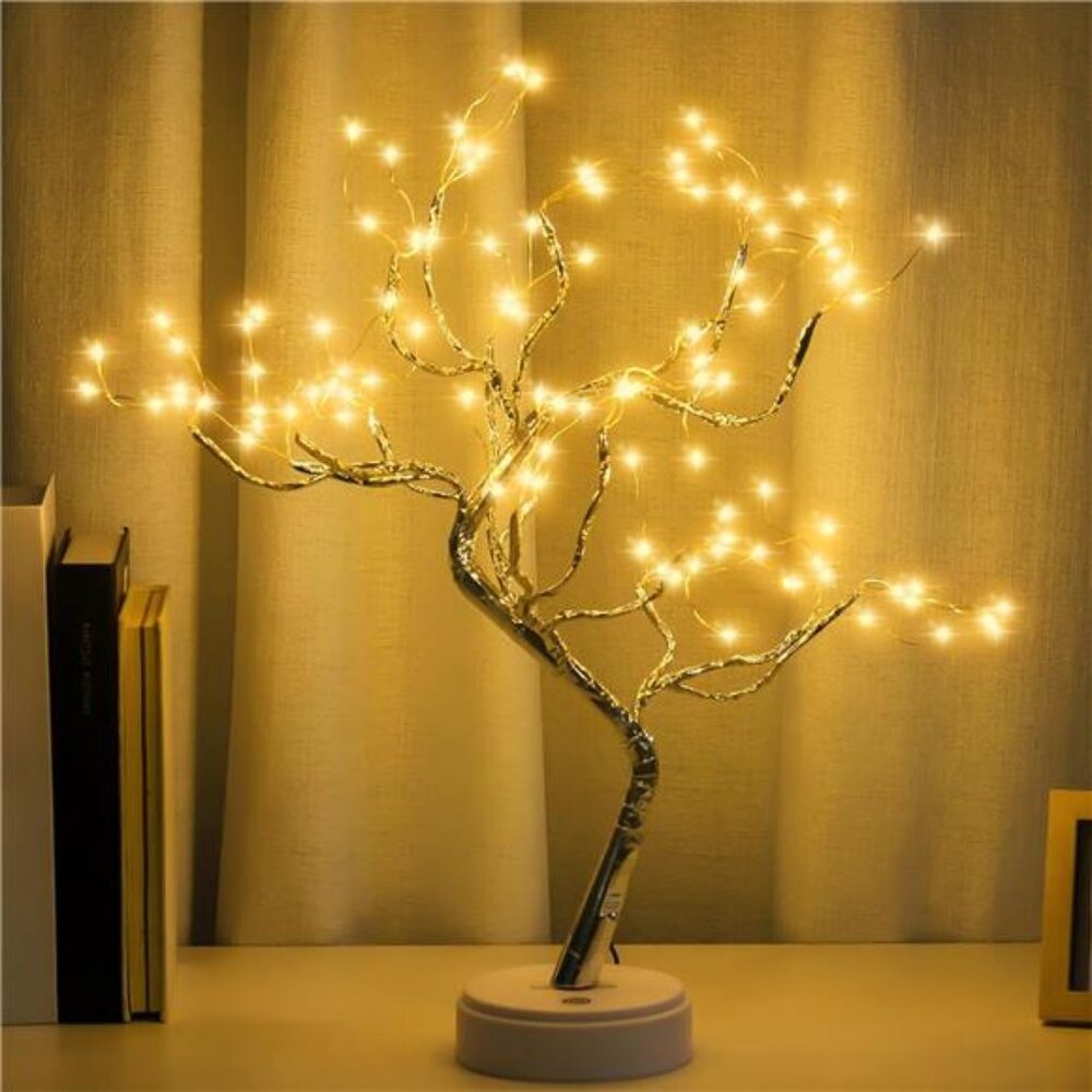 20" 108 LED Tabletop Bonsai Tree Light, DIY Artificial Tree Lamp, Battery/USB